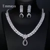 Sets Emmaya Luxury AAA Cubic Zircon 4 Colors Water Drop Wedding Earrings Necklace For Women Bridal Jewelry Sets Party Accessories