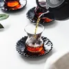 Tazze di piattini in vetro turco tazza di tazza d'acqua drink con piatto