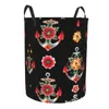 Laundry Bags Dirty Basket Watercolor Anchor With Floral Folding Clothing Storage Bucket Toy Home Waterproof Organizer