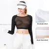 Camisas Swan Love Golf Golf Women Sports Sports Ice Selk SunStret Sunkirt Manga longa Roupa íntima refrescante Lady Lady Tops Cropped