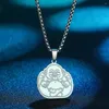 Подвесные ожерелья Lutaku Минималистское смех Будда Ожерелье из нержавеющей стали для женщин Мужчины очаровывать Luck Yoga Jewelry Fired