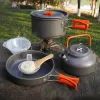 Tillbehör camping Cookware Set Aluminium Portable Outdoor Table Boary Cookset Cooking Kit Pan Bowl Kettle Pot vandring BBQ Picknick
