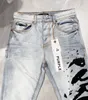 Designer Men Hip Hop Hole Women and Man Vintage Punk Denim Dot Pattern Mens Pants Retro Purple Brand Jeans 40