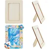 Frames 4pcs Wooden Picture Frame Rectangular 7.6" X 5.6" Craft Set Natural Wood DIY Po For 5.2"x3.2" Tabletop