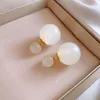 Genuine Gold Electroplated Sier Needles, Sweet Round Glass Minimalist, Two Wearing Earrings, Fashionable and Fresh, Women's Earrings