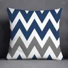 Pillow 40/45/50/60CM Blue Print Cover Geometric Pattern Polyester Grey Pillowcase Sofa Throw Case Home Decor