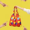 Sacs à provisions Eco Friendly Color Polka Dot Print Shopper Sac Femme Femme Grand capacité Pliable Supermarché réutilisable