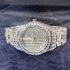 Trendige Männer HipHop Uhren Armband Gold plattiert Full Bling CZ Diamond Stone Quarz Uhren Armbänder für Herren Schmuck Geschenk