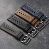 Bands de montre à la main First Grain First Caler Cow Hide Cuir Watch Band 18 19 20 21 22 mm Brown Brown Men Green Généhe