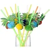 Deouny 50st Dricking Plastic Straws Hawaiian Paraply Parasol Beach Cocktail Luau Party Decorations Supplies Bar Accessories 240327