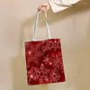 収納バッグレッドスタイルのクリスマスパターン再利用可能なショッピングバッグキャンバストート印刷エコショッパーショルダー