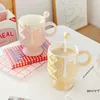 Керамические кремовые кремовые кремовые кофейные чашка с мешающей ложкой кружка для дома пузырь -чай