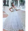 Robe de balle en dentelle complète robes de mariée carrées à manches appliques en tulle