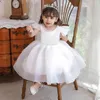 Mädchenkleider Kleinkind Bogen Babykleid für 1. Geburtstag Pailletten Prinzessin Party Hochzeit geborene Taufe weiße Prom Kinder Kleidung