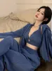 Женские брюки с двумя частями Y2K Fashion Blue Three The Piece Set Women Укороченные майки с капюшоном повседневная шар