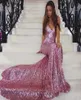 Sparkling pailled Long Sweep Mermaid Robes Prom Robes 2019 Spaghetti STAPS APPLIQUE CRISSE CROSS Backless Robes de soirée formelles9840490