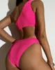 Swimwear féminin 2024 Summer Bikini Swimsuit Couleur de couleur Couleur épaule sexy