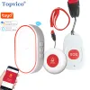 Kits Topvico WiFi Panic Button Alarm Fall Prevention för äldre demens RF433MHz trådlös säng Alarm Caregiver Pager Tuya App