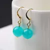 Boucles d'oreilles en peluche à la main 10 mm Aquamarine Perles 18K Gol