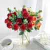 Fleurs décoratives 10 tête bouquet de soie rose artificielle pour décoration de maison de mariage fête de Noël diy faux arrangement floral