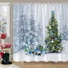 Shower Curtains Christmas Gift Theme Snowman Tree Mascot Ball Happy Year Washable Home Bath Curtain Bathroom Decor