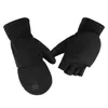 Cycling Gloves 652D Man Women Winter Fleece Kids Mittens Convertible Fingerless Thermal For Boys Girls