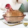 Lagringsflaskor 7 '' Crystal Glass Hen Figurin Box Dekorativ Fowl Candy Canister Home Snack Organizer Kitchen Ornament Tabeller