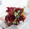 Flores decorativas Artificial 6 Hydrangea peony retro Europeu Silk Flower Home Decoration.