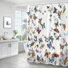 Rideaux de douche rideau de papillon Bath polyester imperméable Baignoire de polyester beaux papillons de fleur pour décoration de la salle de bain
