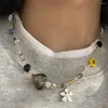 Gerdanlık havalı retro moda kadın hediye boncuk aşk kalp kız kore tarzı kolye çiçek kadın klavikula zinciri moda takı