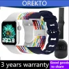 시계 OREKTO NEW TOP 버전 성인 스마트 워치 DTNO.1 풀 뷰 컬러 스크린 여성 스마트 워치 남성 블루투스 무선 전화 NFC