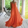 Robes décontractées d'été bohème maxi robe orange lâche tunique long plage kaftan couvercle de plage surdimensionné 5xl femme mesh élégant
