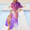 Casual Dresses Colorful Purple Galaxy Chiffon Dress Watercolor Stars Print Retro Street Wear Female Sexy Custom Vestidos