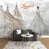 Wallpapers Milofi Fashion Wedding European City Hand Painted Background Wall Painting Wallpaper