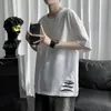 ホールTシャツメンズファッションブランド汎用ルーズ服の夏のトレンドシンプルなカジュアル短袖Tシャツ240403