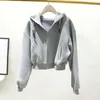 Women's Hoodies Elastic Cuff Jacket Women Loose Fit Coat Stylish Winter With Hood Letter Print Drawstring For Casual Cold