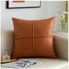 Pillow Leathaire Case Sofa Covers For Office Living Room Decorative Suqare Candy Color Soft Cozy Throw Pillowcase