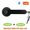 Bloquear Tuya Smartlife App Bluetooth Compatível Controle remoto Inteligente Biometria de impressão digital Smart Biometria Lock para porta de metal de madeira interna