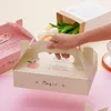 Brocada de presente 10pcs/lote de desenho animado cupcake box makaron mousse embalagem bolo bolo de sobremesa descartável caixas de festa casamento