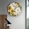 Wall Clocks Vintage Old Spaper Sunflower Dragonfly Butterfly Clock Modern Design Hanging Watch For Home Decoration Living Room