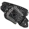 Skull Dark Skull Inlaid Women's's Belt Overcale Needle Buckle plein de paillettes de diamant Hip Hop Embellied Club Girl 240412