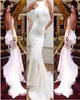 Custom Made Slim Fit Sexy White Backless Prom Evening Dresses Mermaid Floor Length Ruffles Halter Peplum Women Party Dresses8985821
