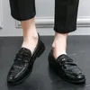 Casual Shoes Mens Fashion Penny Loafers Split Leather Elegant Wedding Party Dress Black 38-46 Storlek Lägenheter för män