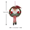 Dekoratif çiçekler Noel kolye uzun bacaklı peluş bebek için rattan çelenk kapısı asılı süsleme Noel ağacı parti dekorasyonu