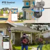 Intercom Techage 8MP 4K 2K 2K PTZ Wireless IP -camera Video Beveiliging Surveillance WiFi Camera Outdoor AI Redblue Light Alarm Human Detected