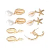 Dingle örhängen Böhmen Shell Starfish Earring Set For Women Summer Beach Pearl Conch Drop Geometric Girls Fashion Jewelry