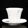 カップソーサー六角形ティーカップフラワーシェイプ小さな中国の白いセラミックオリエンタルティーカップとソーサーセット