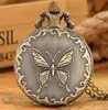 Steampunk Butterfly Design Mens Womens Quartz Analog Pocket Watch Arabic Number Dial Top Gift Pendant Clock för barn Halsband Chai5772257