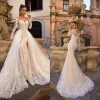 Jurken Vestido de Noiva Mermaid Lace Wedding Jurken met afneembare trein prachtige Appliques met lange mouwen bruidsjurken