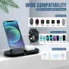 Laddare 30W 5 I 1 Magnetic Wireless Charger Stand MacSafe för iPhone 14 13 12 Pro Max Apple Watch AirPods USB LED Fast Charging Station